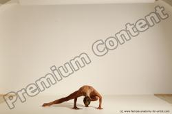 Underwear Gymnastic poses Woman White Moving poses Slim long blond Dynamic poses Academic